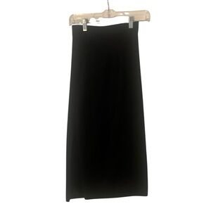 Black Ribbed Knit Midi Skirt XS Stretch Pull On Minimalist nwt